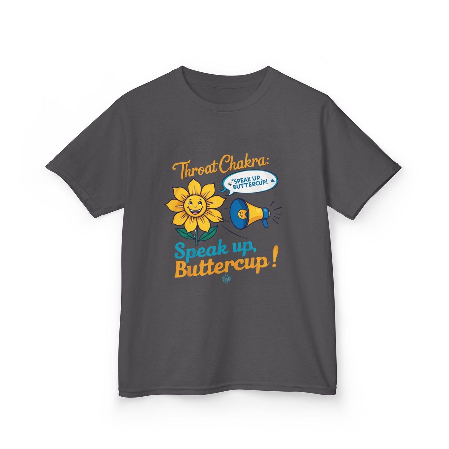 "Speak Up, Buttercup! – Chakra-Inspired Kids Tee"
